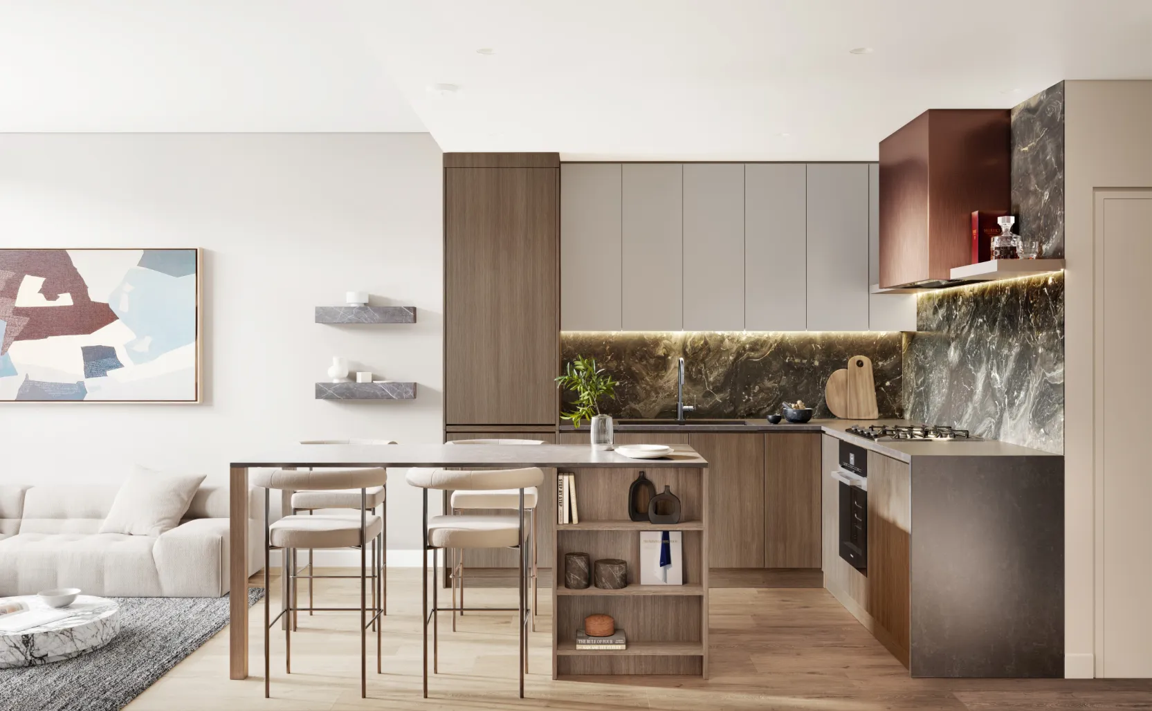 Vancouver Oakridge Ashleigh Condo - Dark Scheme Kitchen