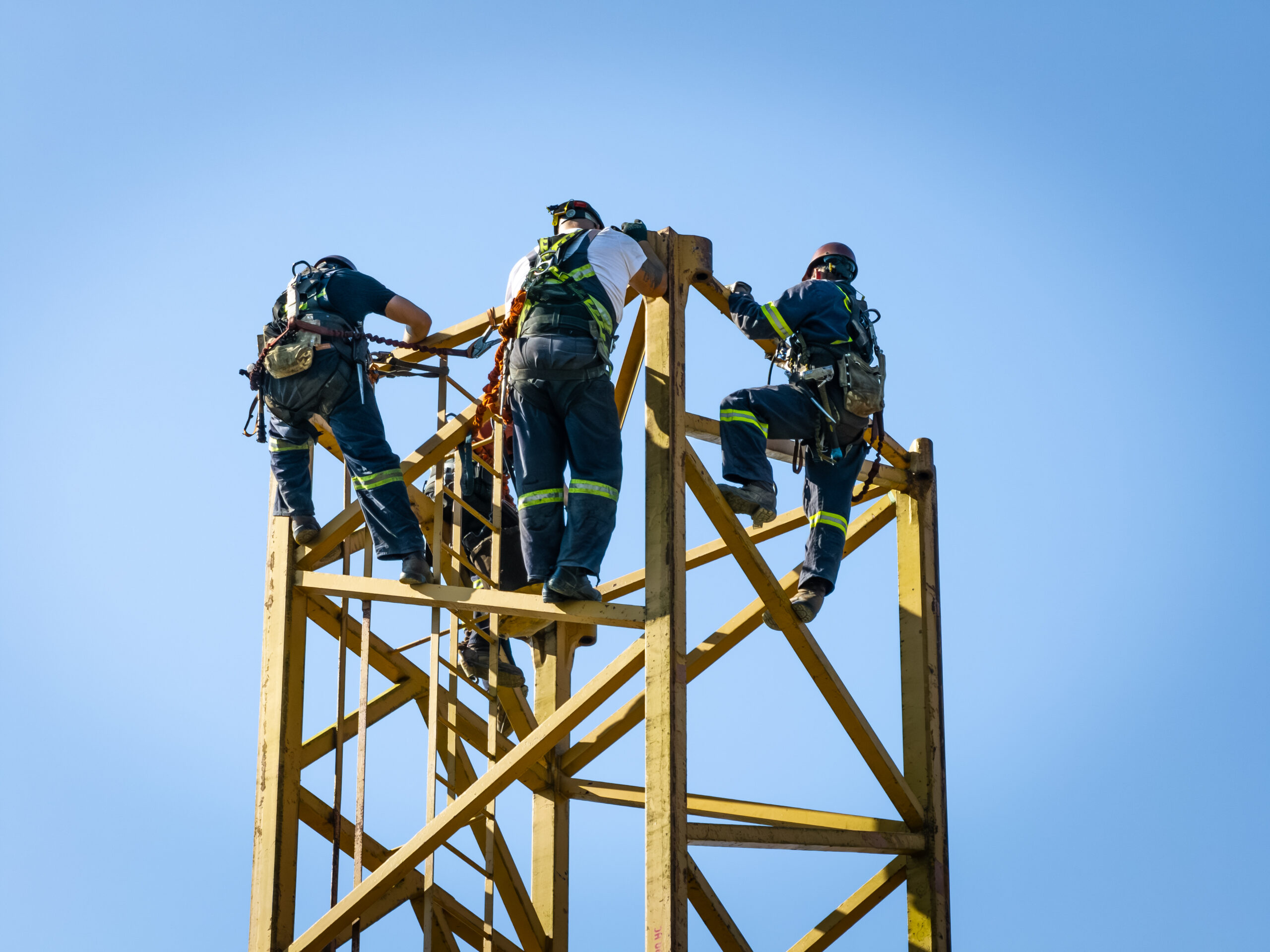 Construction workers assembling structure for a concrete condo development in Vancouver