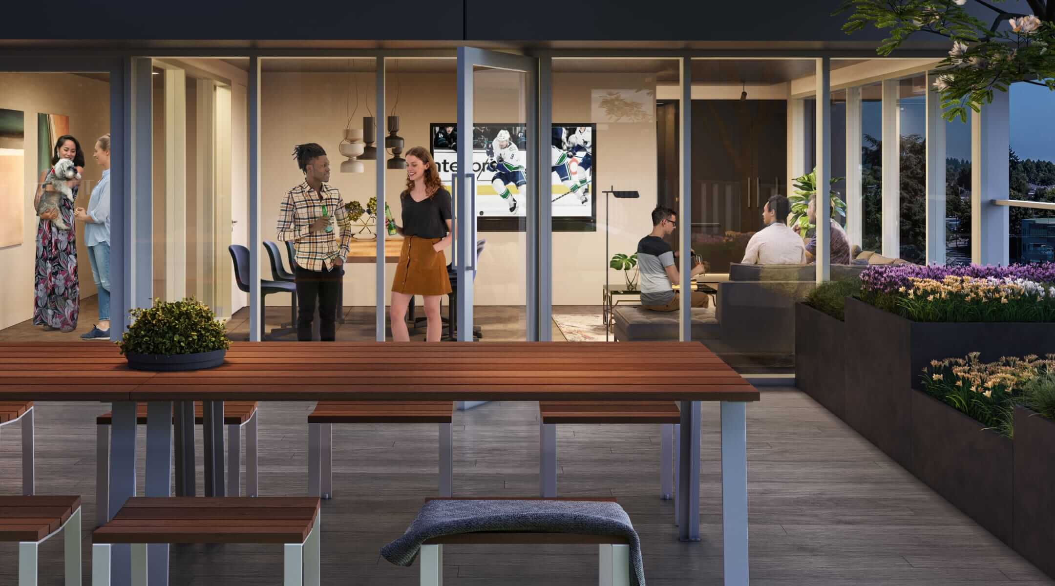 Vancouver condo amenities - dining lounge at Frame